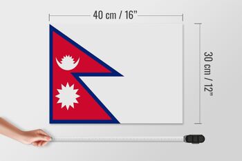 Panneau en bois drapeau du Népal 40x30cm Drapeau du Népal panneau décoratif 4