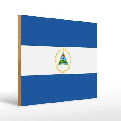 Letrero de madera Bandera de Nicaragua 40x30cm Letrero decorativo Bandera de Nicaragua