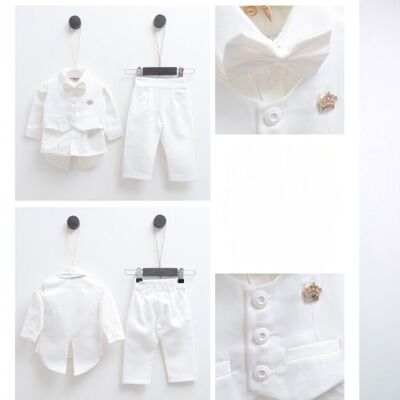A Pack of Two Sizes Stylish  Baby Boy Special Day Outfit Set -4 pcs-Tuxido Style