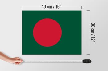 Panneau en bois drapeau Bangladesh 40x30cm Panneau drapeau du Bangladesh 4