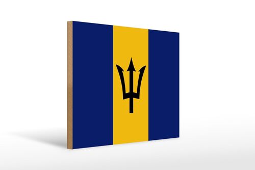 Holzschild Flagge Barbados 40x30cm Flag of Barbados Deko Schild