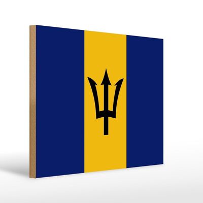 Cartello in legno bandiera delle Barbados 40x30 cm Insegna decorativa bandiera delle Barbados
