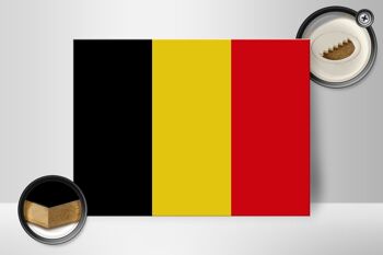 Panneau en bois drapeau de la Belgique 40x30cm Panneau décoratif drapeau de la Belgique 2