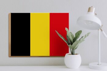 Panneau en bois drapeau de la Belgique 40x30cm Panneau décoratif drapeau de la Belgique 3
