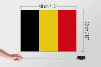 Panneau en bois drapeau de la Belgique 40x30cm Panneau décoratif drapeau de la Belgique 4