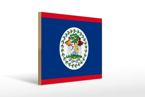 Holzschild Flagge Belizes 40x30cm Flag of Belize Holz Deko Schild