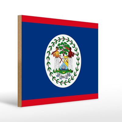 Holzschild Flagge Belizes 40x30cm Flag of Belize Holz Deko Schild