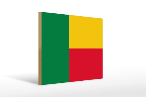 Holzschild Flagge Benins 40x30cm Flag of Benin Holz Deko Schild