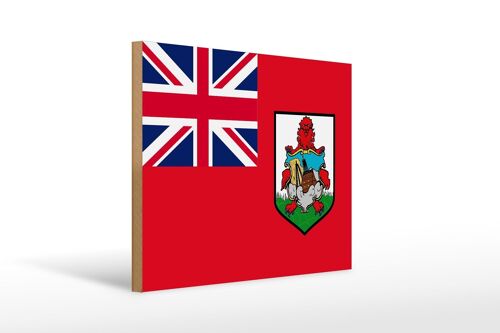 Holzschild Flagge Bermudas 40x30cm Flag of Bermuda holz Deko Schild