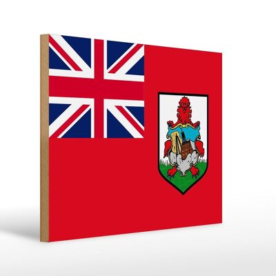 Letrero de madera Bandera de Bermudas 40x30cm Bandera de Bermudas Letrero decorativo de madera