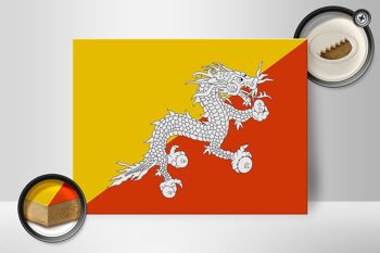 Panneau en bois drapeau du Bhoutan 40x30cm Drapeau du Bhoutan panneau décoratif en bois 2