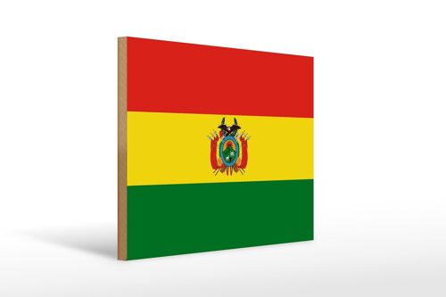 Holzschild Flagge Boliviens 40x30cm Flag of Bolivia Deko Schild