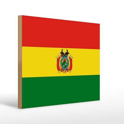 Holzschild Flagge Boliviens 40x30cm Flag of Bolivia Deko Schild