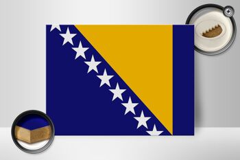 Panneau en bois drapeau Bosnie-herzégovine 40x30cm, panneau décoratif 2