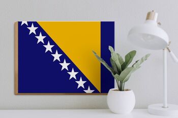 Panneau en bois drapeau Bosnie-herzégovine 40x30cm, panneau décoratif 3