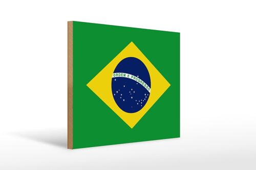 Holzschild Flagge Brasiliens 40x30cm Flag of Brazil Deko Schild