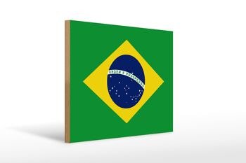 Panneau en bois drapeau du Brésil 40x30cm Panneau décoratif drapeau du Brésil 1