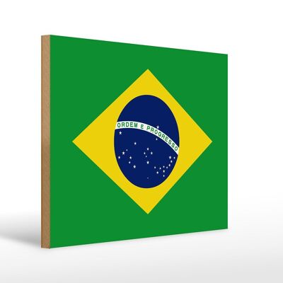 Holzschild Flagge Brasiliens 40x30cm Flag of Brazil Deko Schild