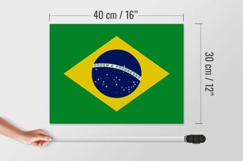 Panneau en bois drapeau du Brésil 40x30cm Panneau décoratif drapeau du Brésil 4