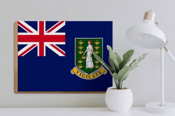 Panneau en bois drapeau des îles Vierges britanniques 40x30cm 3
