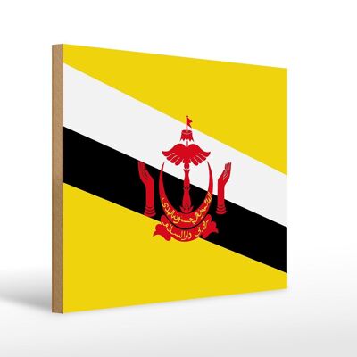 Holzschild Flagge Bruneis 40x30cm Flag of Brunei Holz Deko Schild