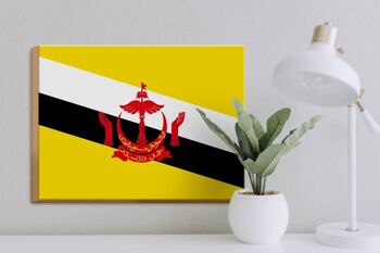 Panneau en bois drapeau du Brunei 40x30cm Drapeau du Brunei panneau décoratif en bois 3