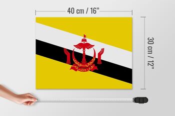 Panneau en bois drapeau du Brunei 40x30cm Drapeau du Brunei panneau décoratif en bois 4