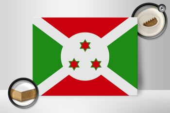 Panneau en bois drapeau du Burundi 40x30cm Drapeau du Burundi panneau décoratif en bois 2