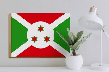 Panneau en bois drapeau du Burundi 40x30cm Drapeau du Burundi panneau décoratif en bois 3