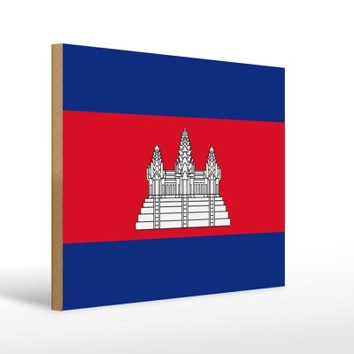 Holzschild Flagge Kambodschas 40x30cm Flag of Cambodia Deko Schild