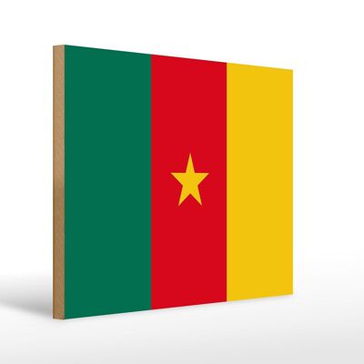 Letrero de madera Bandera de Camerún 40x30cm Letrero decorativo Bandera de Camerún