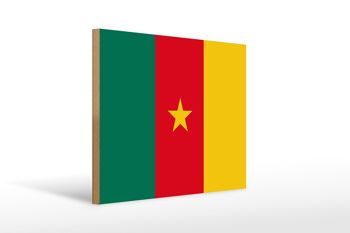 Panneau en bois drapeau du Cameroun 40x30cm Panneau décoratif drapeau du Cameroun 1
