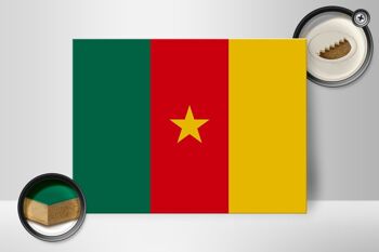 Panneau en bois drapeau du Cameroun 40x30cm Panneau décoratif drapeau du Cameroun 2