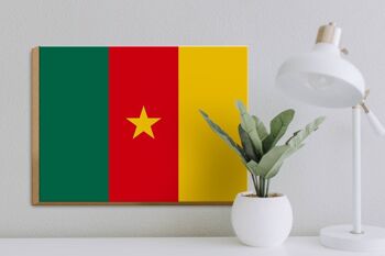 Panneau en bois drapeau du Cameroun 40x30cm Panneau décoratif drapeau du Cameroun 3