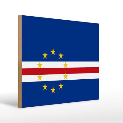 Holzschild Flagge Kap Verde 40x30cm Flag of Cape Verde Deko Schild