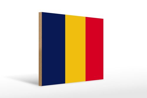 Holzschild Flagge des Tschad 40x30cm Flag of Chad Holz Deko Schild