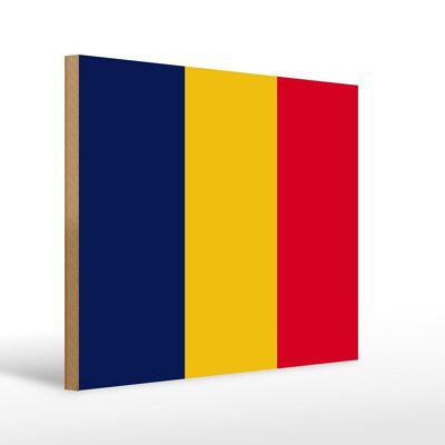 Holzschild Flagge des Tschad 40x30cm Flag of Chad Holz Deko Schild