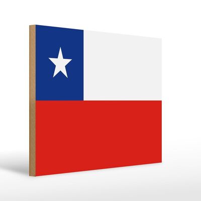 Letrero de madera Bandera de Chile 40x30cm Letrero decorativo Bandera de Chile