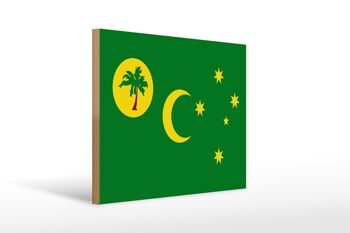 Panneau en bois drapeau des îles Cocos 40x30cm Drapeau panneau des îles Cocos 1