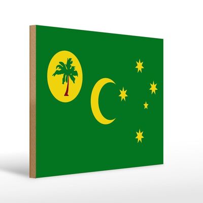 Holzschild Flagge Kokosinseln 40x30cm Flag Cocos Islands Schild