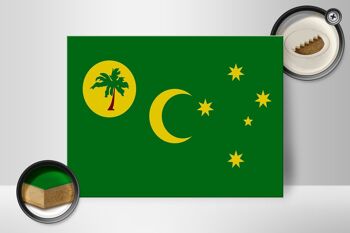 Panneau en bois drapeau des îles Cocos 40x30cm Drapeau panneau des îles Cocos 2