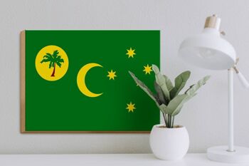 Panneau en bois drapeau des îles Cocos 40x30cm Drapeau panneau des îles Cocos 3