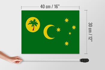 Panneau en bois drapeau des îles Cocos 40x30cm Drapeau panneau des îles Cocos 4