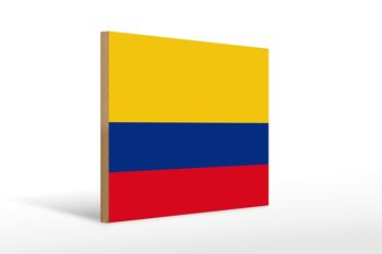 Panneau en bois drapeau de la Colombie 40x30cm Panneau décoratif drapeau de la Colombie 1