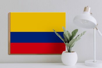 Panneau en bois drapeau de la Colombie 40x30cm Panneau décoratif drapeau de la Colombie 3