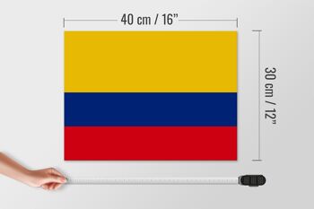 Panneau en bois drapeau de la Colombie 40x30cm Panneau décoratif drapeau de la Colombie 4