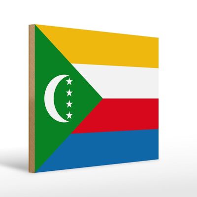 Holzschild Flagge der Komoren 40x30cm Flag of the Comoros Schild