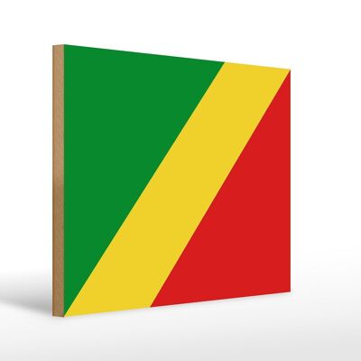 Holzschild Flagge Kongo 40x30cm Flag of the Congo Holz Deko Schild
