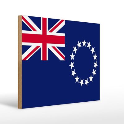 Holzschild Flagge Cookinseln 40x30cm Flag of Cook Islands Schild