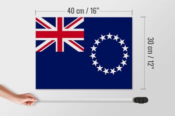 Panneau en bois drapeau des Îles Cook 40x30cm Panneau drapeau des Îles Cook 4